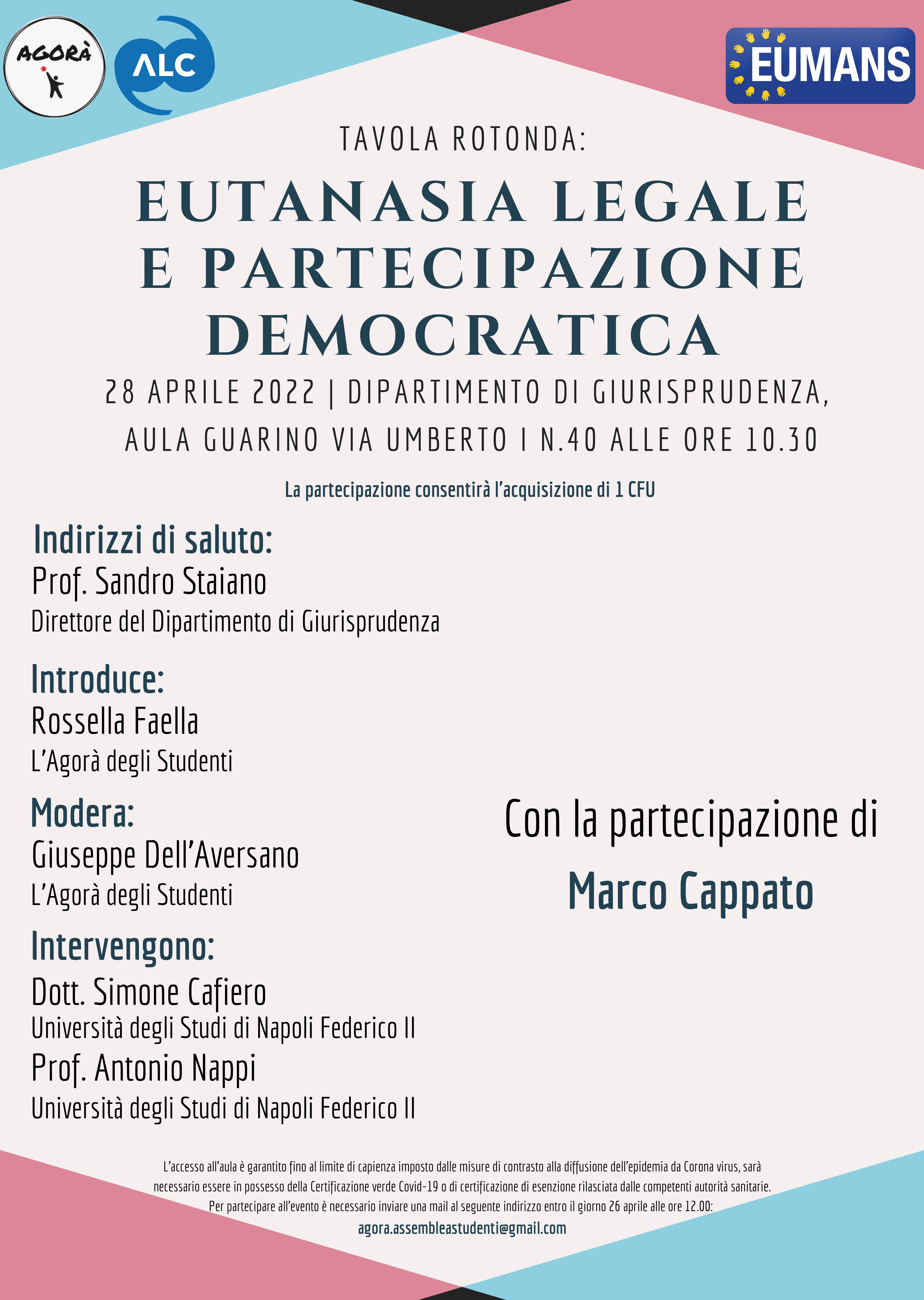 29 Aprile - Università Bicocca di Milano: Eutanasia e partecipazione politica